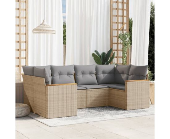 vidaXL 6-cz. zestaw mebli ogrodowych z poduszkami, mieszany beż Dārza mēbeļu komplekti