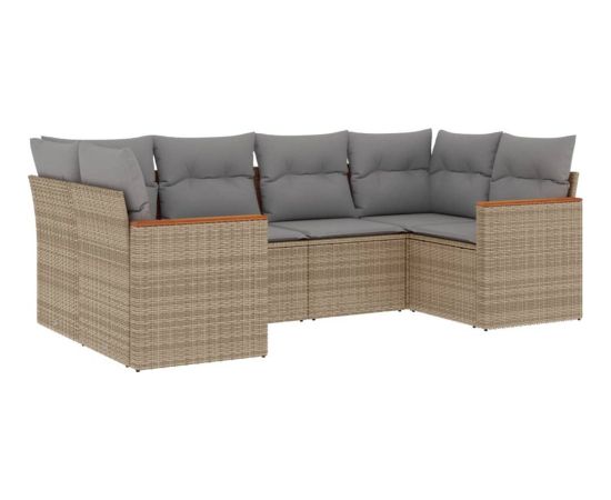 vidaXL 6-cz. zestaw mebli ogrodowych z poduszkami, mieszany beż Dārza mēbeļu komplekti