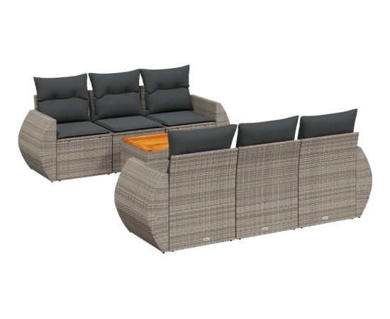 vidaXL 7-cz. zestaw wypoczynkowy do ogrodu, z poduszkami, szary Dārza mēbeļu komplekti