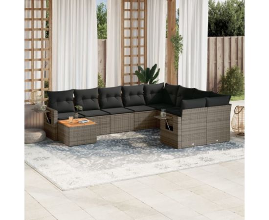 vidaXL 10-cz. zestaw wypoczynkowy do ogrodu, z poduszkami, szary Dārza mēbeļu komplekti