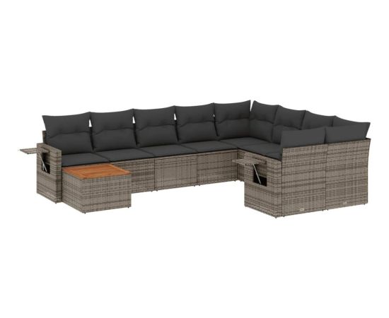 vidaXL 10-cz. zestaw wypoczynkowy do ogrodu, z poduszkami, szary Dārza mēbeļu komplekti