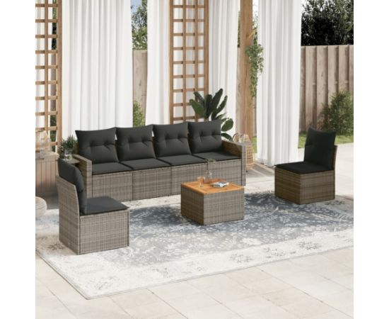 vidaXL 7-cz. zestaw wypoczynkowy do ogrodu, z poduszkami, szary Dārza mēbeļu komplekti