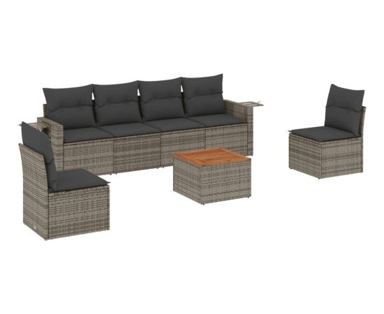 vidaXL 7-cz. zestaw wypoczynkowy do ogrodu, z poduszkami, szary Dārza mēbeļu komplekti