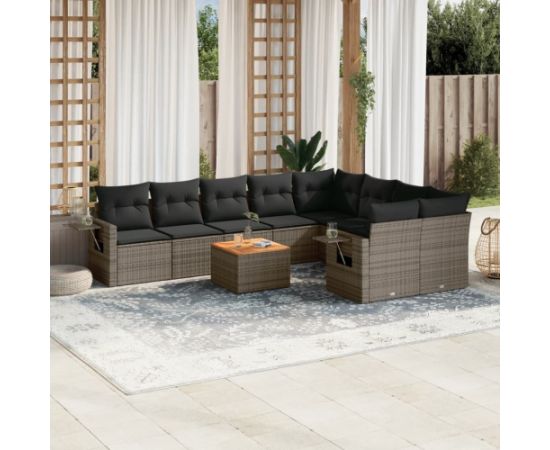 vidaXL 10-cz. zestaw wypoczynkowy do ogrodu, z poduszkami, szary Dārza mēbeļu komplekti