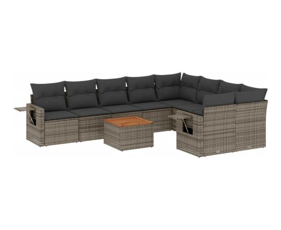 vidaXL 10-cz. zestaw wypoczynkowy do ogrodu, z poduszkami, szary Dārza mēbeļu komplekti