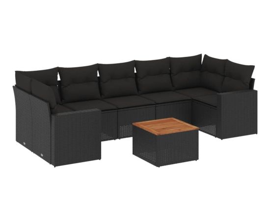 vidaXL 8-cz. zestaw wypoczynkowy do ogrodu, z poduszkami, czarny Dārza mēbeļu komplekti