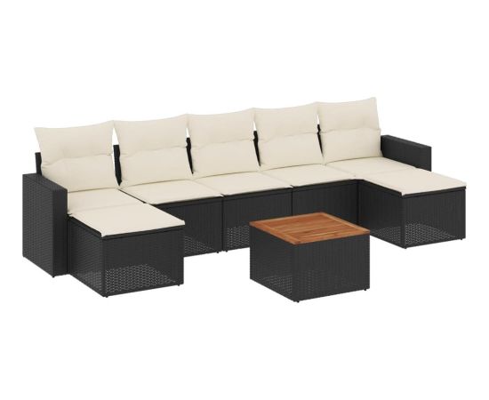 vidaXL 8-cz. zestaw wypoczynkowy do ogrodu, z poduszkami, czarny Dārza mēbeļu komplekti