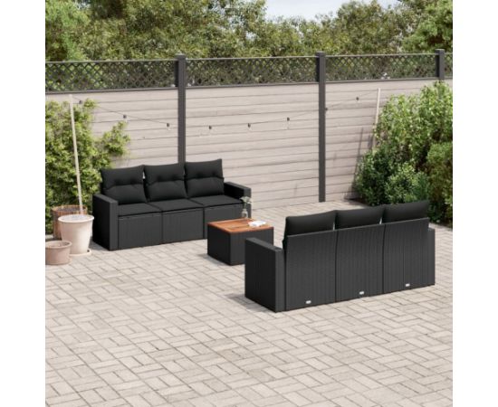 vidaXL 7-cz. zestaw wypoczynkowy do ogrodu, z poduszkami, czarny Dārza mēbeļu komplekti