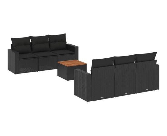 vidaXL 7-cz. zestaw wypoczynkowy do ogrodu, z poduszkami, czarny Dārza mēbeļu komplekti