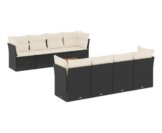 vidaXL 9-cz. zestaw wypoczynkowy do ogrodu, z poduszkami, czarny Dārza mēbeļu komplekti