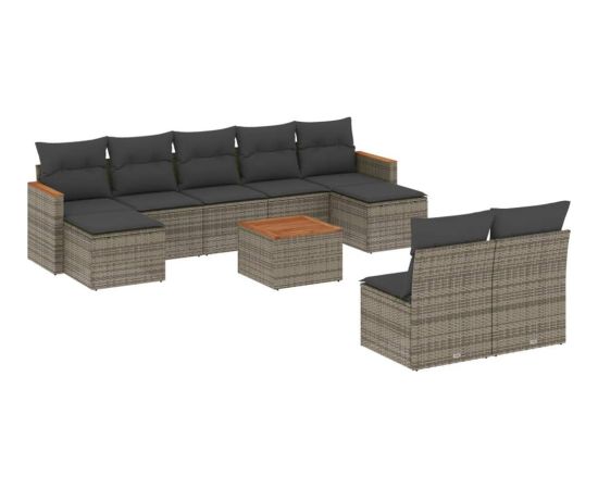 vidaXL 10-cz. zestaw wypoczynkowy do ogrodu, z poduszkami, szary Dārza mēbeļu komplekti