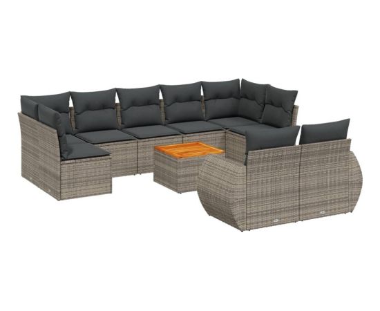 vidaXL 10-cz. zestaw wypoczynkowy do ogrodu, z poduszkami, szary Dārza mēbeļu komplekti