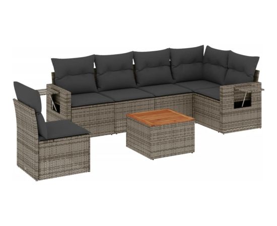 vidaXL 7-cz. zestaw wypoczynkowy do ogrodu, z poduszkami, szary Dārza mēbeļu komplekti