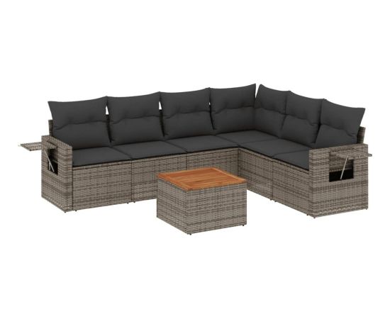 vidaXL 7-cz. zestaw wypoczynkowy do ogrodu, z poduszkami, szary Dārza mēbeļu komplekti