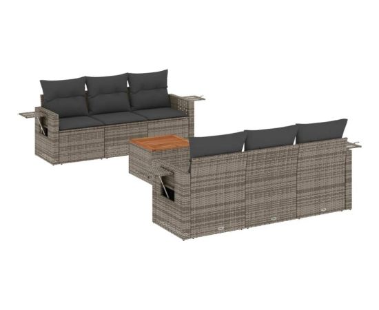 vidaXL 7-cz. zestaw wypoczynkowy do ogrodu, z poduszkami, szary Dārza mēbeļu komplekti