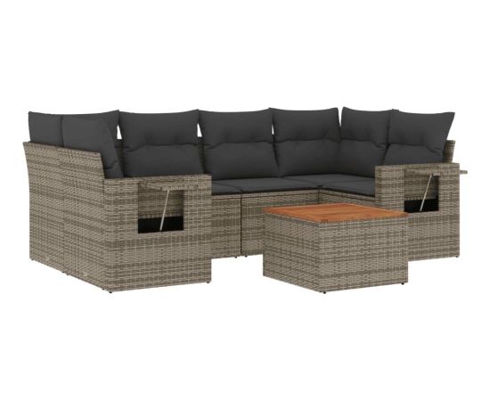 vidaXL 7-cz. zestaw wypoczynkowy do ogrodu, z poduszkami, szary Dārza mēbeļu komplekti