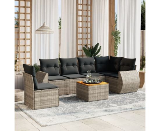 vidaXL 7-cz. zestaw wypoczynkowy do ogrodu, z poduszkami, szary Dārza mēbeļu komplekti