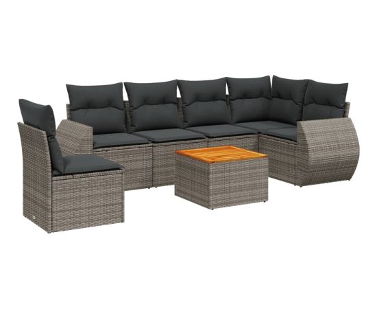 vidaXL 7-cz. zestaw wypoczynkowy do ogrodu, z poduszkami, szary Dārza mēbeļu komplekti