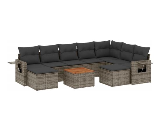 vidaXL 10-cz. zestaw wypoczynkowy do ogrodu, z poduszkami, szary Dārza mēbeļu komplekti