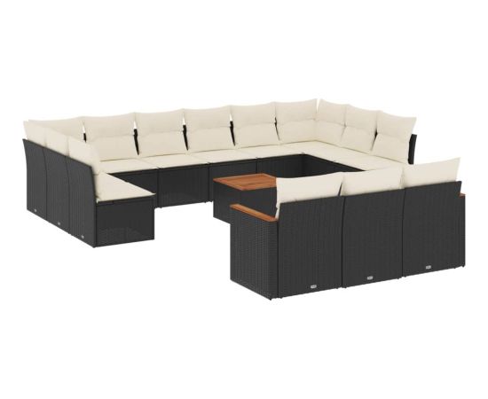 vidaXL 14-cz. zestaw wypoczynkowy do ogrodu, poduszki czarny rattan PE Dārza mēbeļu komplekti