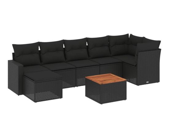 vidaXL 8-cz. zestaw wypoczynkowy do ogrodu, z poduszkami, czarny Dārza mēbeļu komplekti