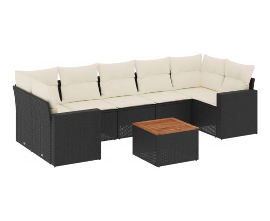 vidaXL 8-cz. zestaw wypoczynkowy do ogrodu, z poduszkami, czarny Dārza mēbeļu komplekti