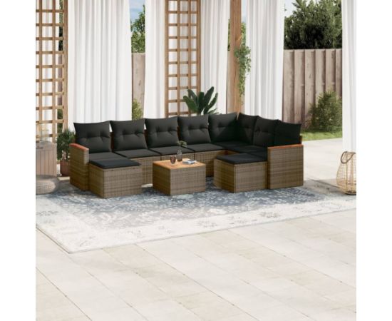 vidaXL 10-cz. zestaw wypoczynkowy do ogrodu, z poduszkami, szary Dārza mēbeļu komplekti