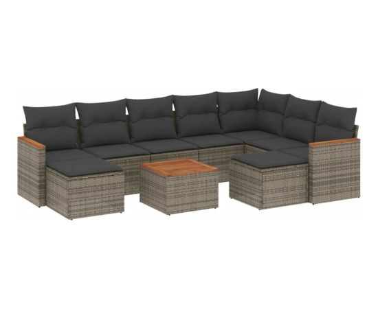 vidaXL 10-cz. zestaw wypoczynkowy do ogrodu, z poduszkami, szary Dārza mēbeļu komplekti