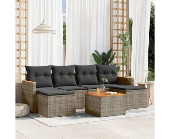 vidaXL 7-cz. zestaw wypoczynkowy do ogrodu, z poduszkami, szary Dārza mēbeļu komplekti