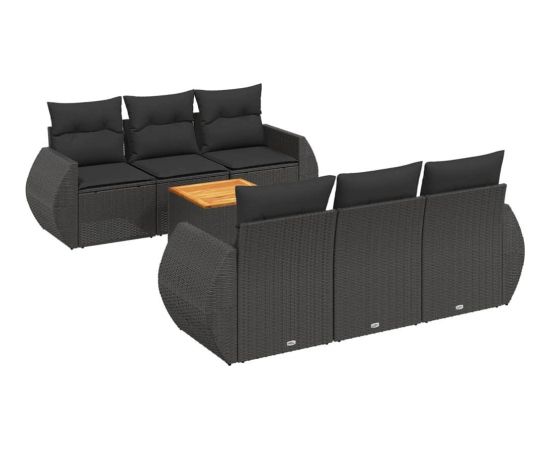 vidaXL 7-cz. zestaw wypoczynkowy do ogrodu, z poduszkami, czarny Dārza mēbeļu komplekti