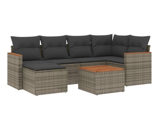 vidaXL 7-cz. zestaw wypoczynkowy do ogrodu, z poduszkami, szary Dārza mēbeļu komplekti