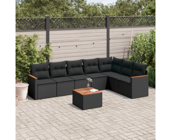 vidaXL 8-cz. zestaw wypoczynkowy do ogrodu, z poduszkami, czarny Dārza mēbeļu komplekti