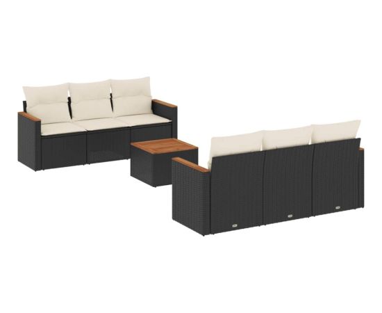 vidaXL 7-cz. zestaw wypoczynkowy do ogrodu, z poduszkami, czarny Dārza mēbeļu komplekti