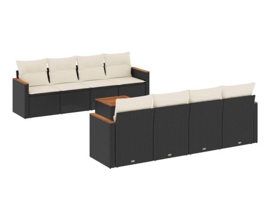 vidaXL 9-cz. zestaw wypoczynkowy do ogrodu, z poduszkami, czarny Dārza mēbeļu komplekti