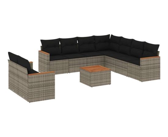 vidaXL 10-cz. zestaw wypoczynkowy do ogrodu, z poduszkami, szary Dārza mēbeļu komplekti