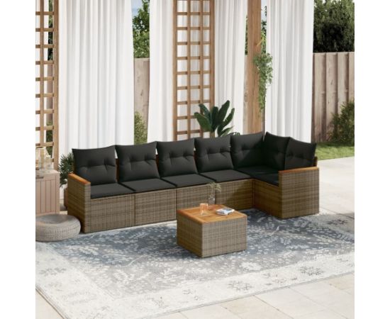 vidaXL 7-cz. zestaw wypoczynkowy do ogrodu, z poduszkami, szary Dārza mēbeļu komplekti