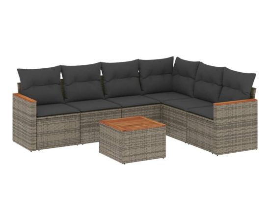 vidaXL 7-cz. zestaw wypoczynkowy do ogrodu, z poduszkami, szary Dārza mēbeļu komplekti