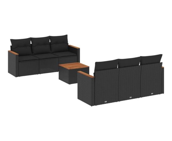 vidaXL 7-cz. zestaw wypoczynkowy do ogrodu, z poduszkami, czarny Dārza mēbeļu komplekti