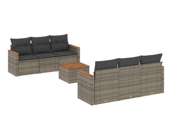 vidaXL 7-cz. zestaw wypoczynkowy do ogrodu, z poduszkami, szary Dārza mēbeļu komplekti