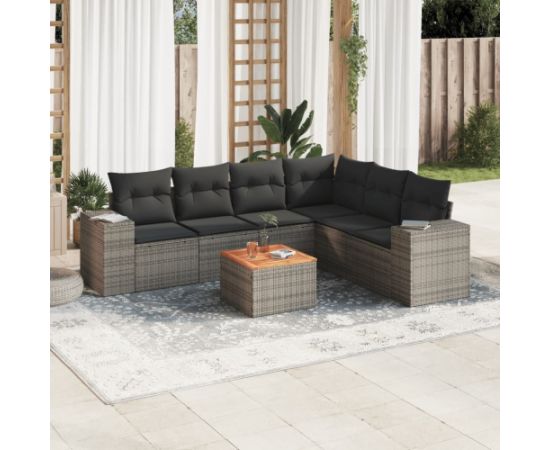 vidaXL 7-cz. zestaw wypoczynkowy do ogrodu, z poduszkami, szary Dārza mēbeļu komplekti