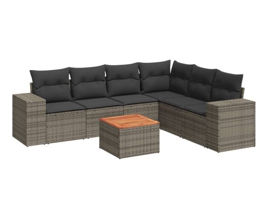 vidaXL 7-cz. zestaw wypoczynkowy do ogrodu, z poduszkami, szary Dārza mēbeļu komplekti