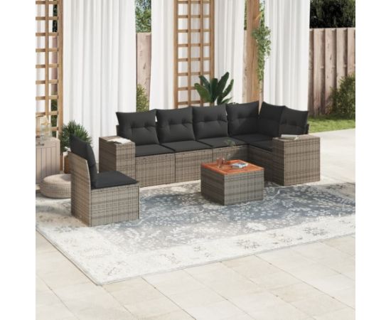 vidaXL 7-cz. zestaw wypoczynkowy do ogrodu, z poduszkami, szary Dārza mēbeļu komplekti