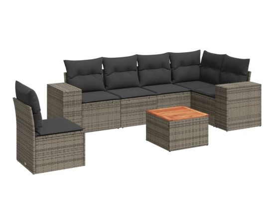 vidaXL 7-cz. zestaw wypoczynkowy do ogrodu, z poduszkami, szary Dārza mēbeļu komplekti