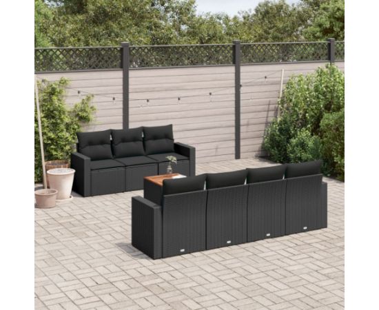 vidaXL 8-cz. zestaw wypoczynkowy do ogrodu, z poduszkami, czarny Dārza mēbeļu komplekti