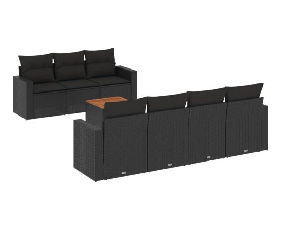 vidaXL 8-cz. zestaw wypoczynkowy do ogrodu, z poduszkami, czarny Dārza mēbeļu komplekti