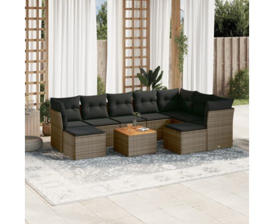 vidaXL 10-cz. zestaw wypoczynkowy do ogrodu, z poduszkami, szary Dārza mēbeļu komplekti