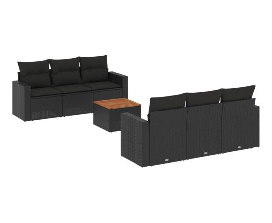 vidaXL 7-cz. zestaw wypoczynkowy do ogrodu, z poduszkami, czarny Dārza mēbeļu komplekti