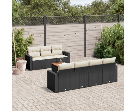 vidaXL 8-cz. zestaw wypoczynkowy do ogrodu, z poduszkami, czarny Dārza mēbeļu komplekti