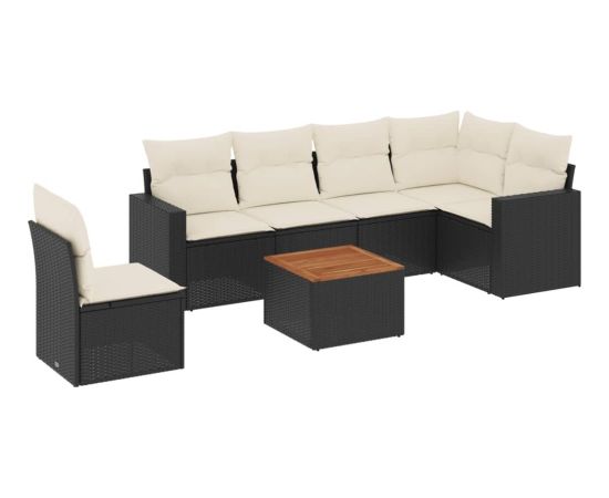 vidaXL 7-cz. zestaw wypoczynkowy do ogrodu, z poduszkami, czarny Dārza mēbeļu komplekti