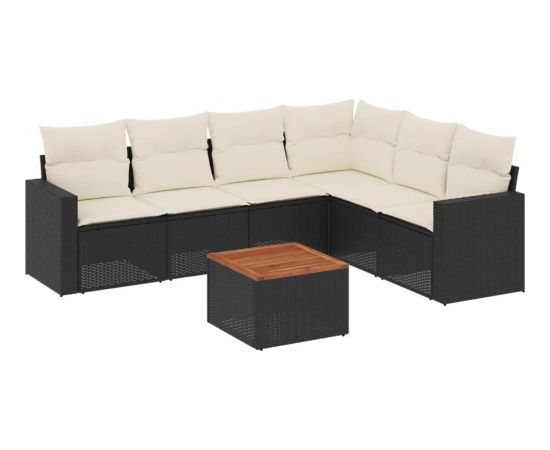 vidaXL 7-cz. zestaw wypoczynkowy do ogrodu, z poduszkami, czarny Dārza mēbeļu komplekti